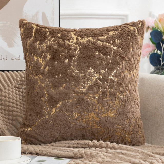 Golden Print Velvet Pillow Cover (Set of 2)