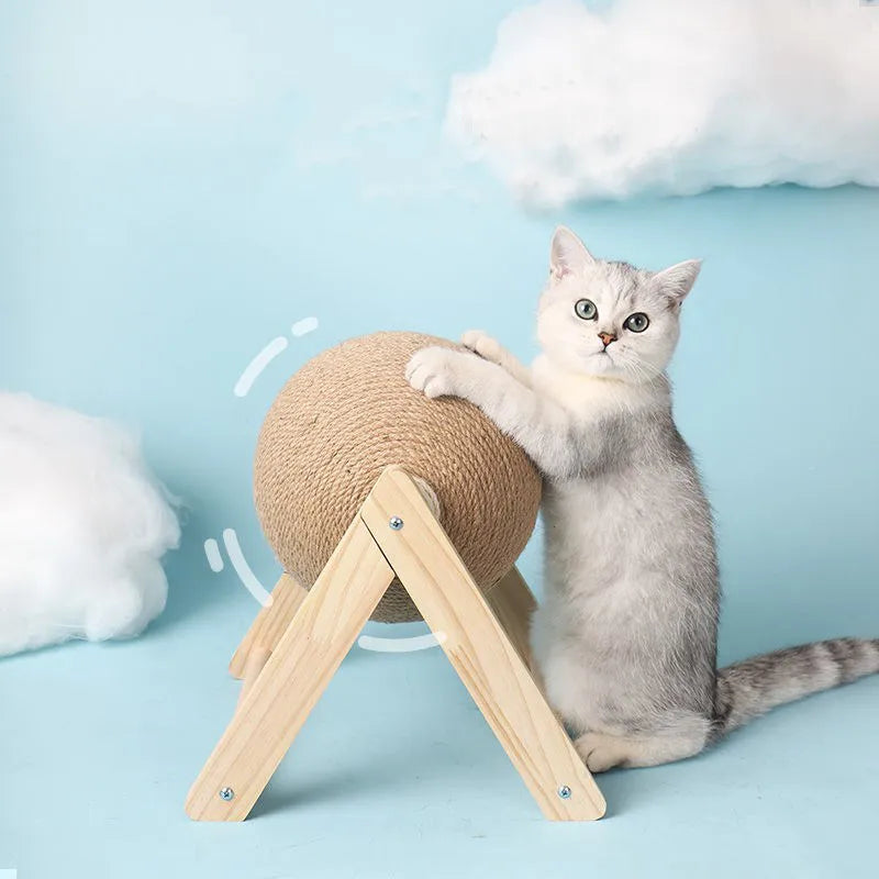 sadikhoff™ - Solid Wood Natural Sisal Scratcher Cat Ball Toy