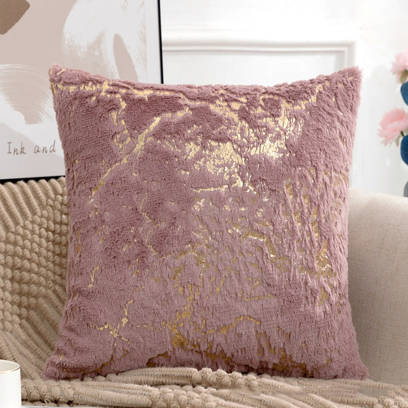 Golden Print Velvet Pillow Cover (Set of 2)