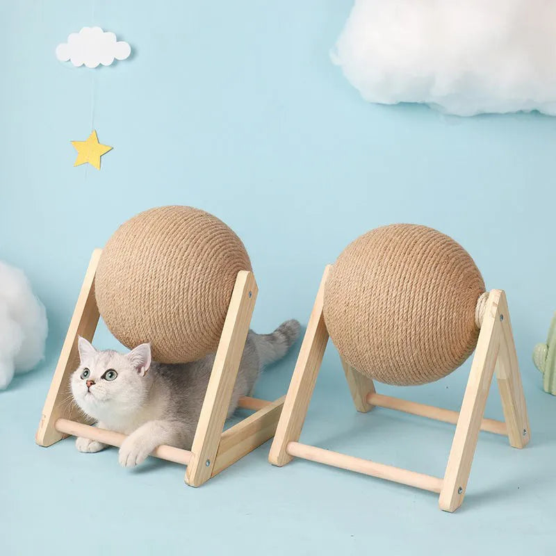 sadikhoff™ - Solid Wood Natural Sisal Scratcher Cat Ball Toy