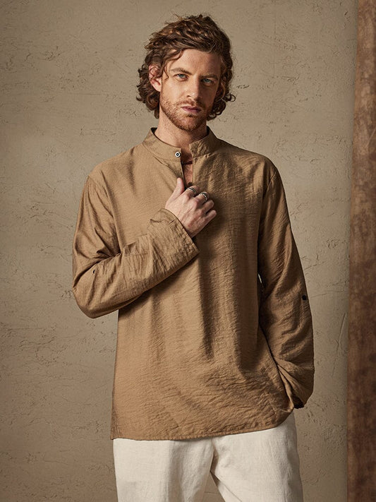 Linen Henry Long Sleeve Beach Shirt