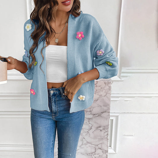 3D Floral Knitted Cardigan