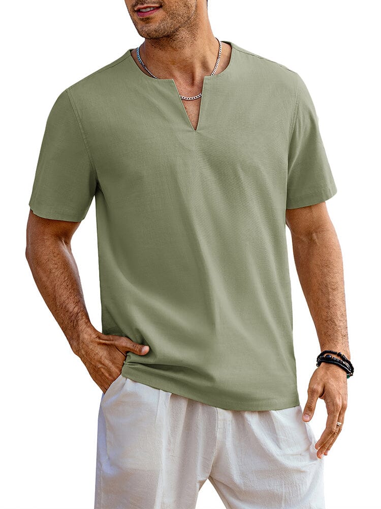 Casual Linen Style Henley Shirt (US Only)