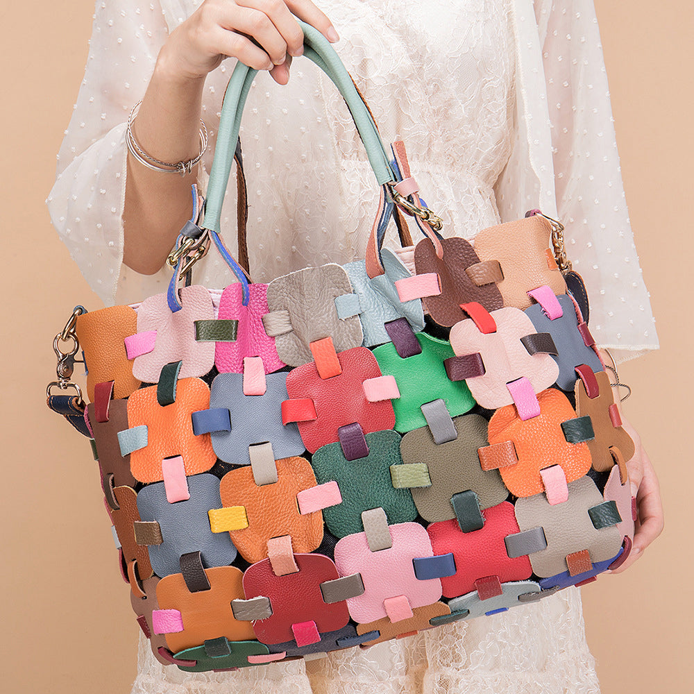 Malin Tassou Patchwork Genuine Leather Bag