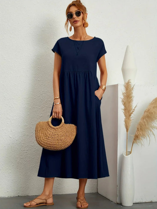 JACQUELINE | ELEGANT COTTON-BLEND CASUAL DRESS