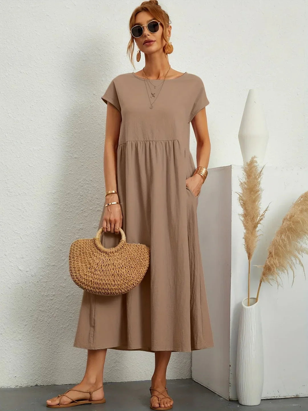 JACQUELINE | ELEGANT COTTON-BLEND CASUAL DRESS