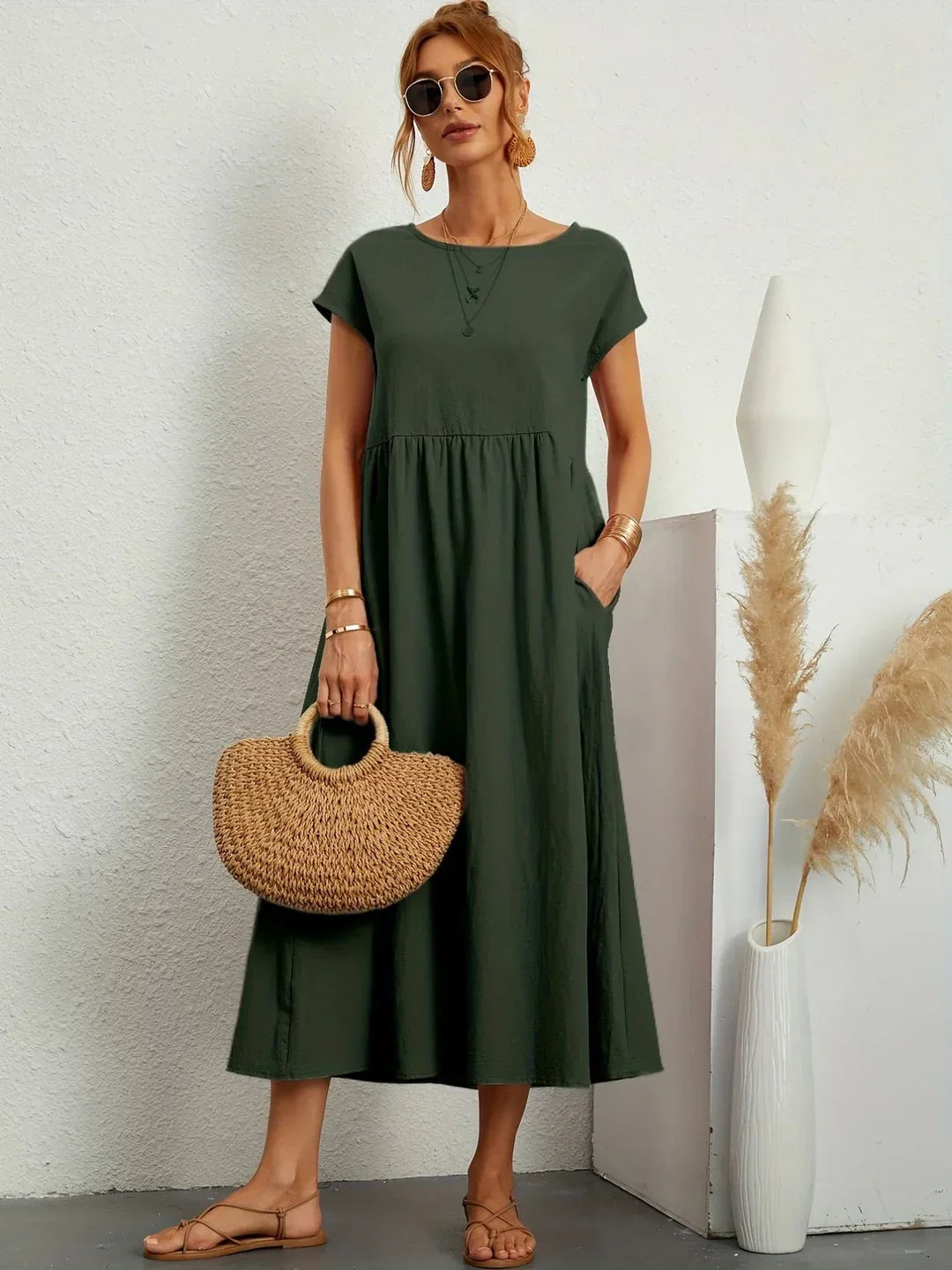 JACQUELINE | ELEGANT COTTON-BLEND CASUAL DRESS