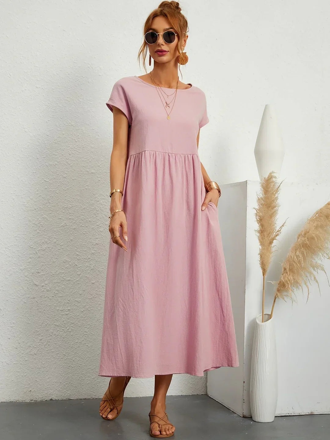 JACQUELINE | ELEGANT COTTON-BLEND CASUAL DRESS