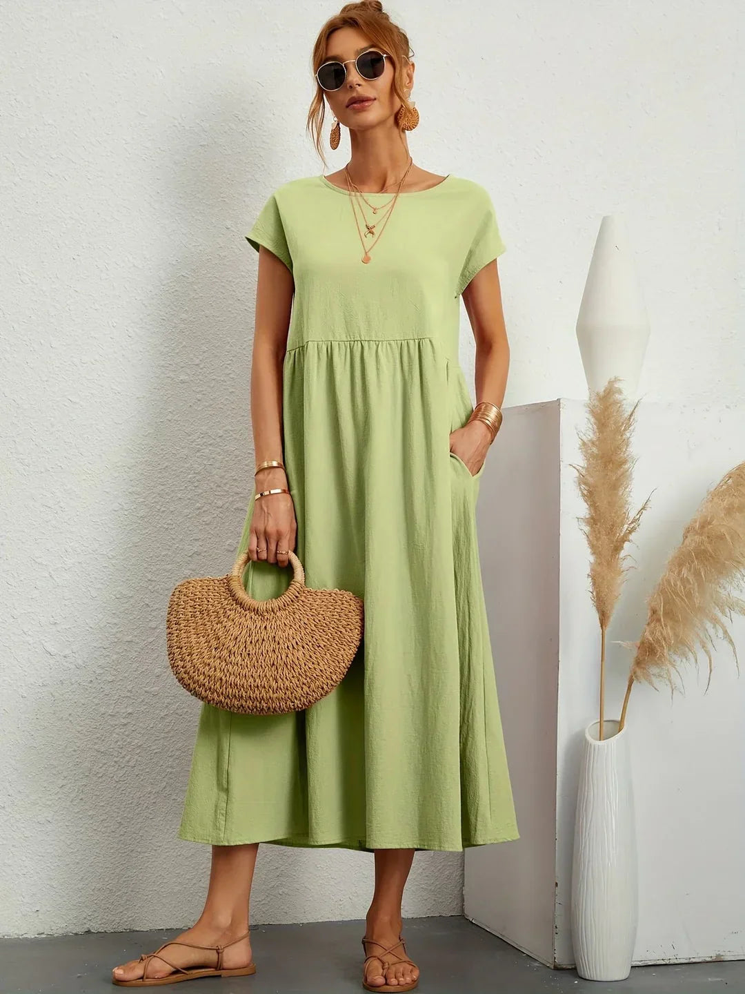 JACQUELINE | ELEGANT COTTON-BLEND CASUAL DRESS