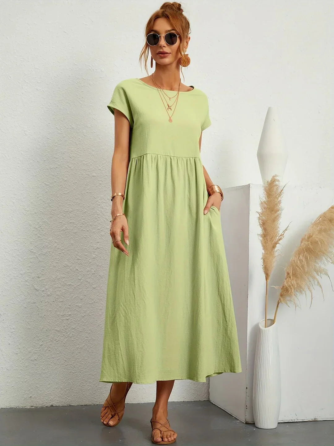 JACQUELINE | ELEGANT COTTON-BLEND CASUAL DRESS