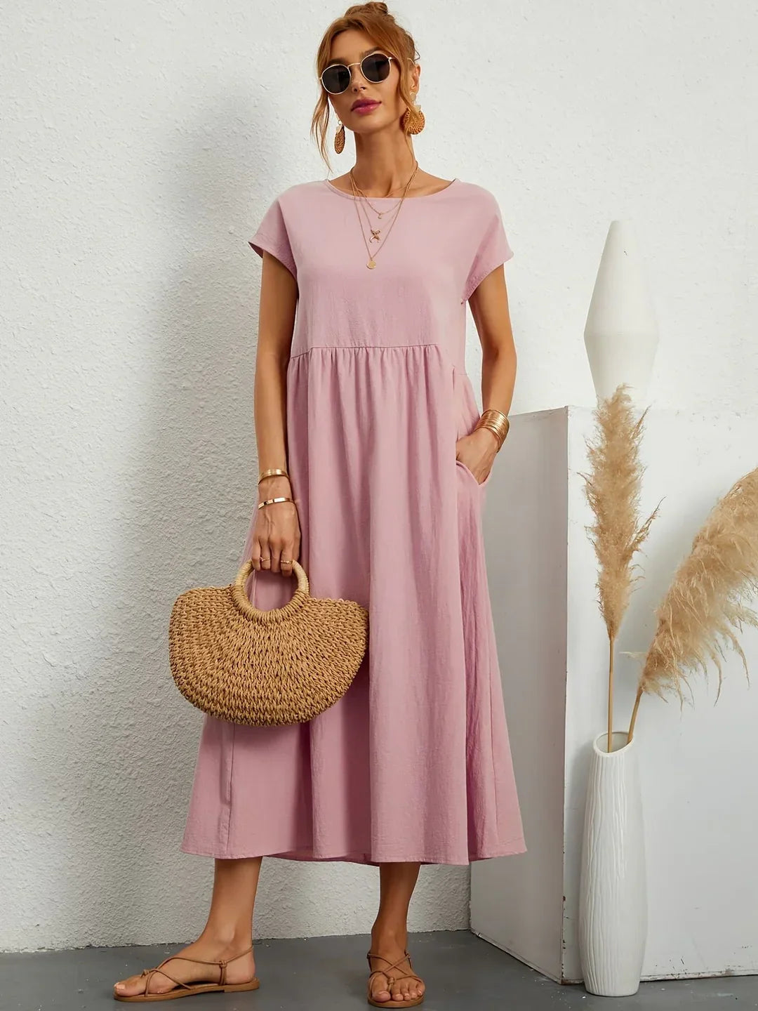 JACQUELINE | ELEGANT COTTON-BLEND CASUAL DRESS