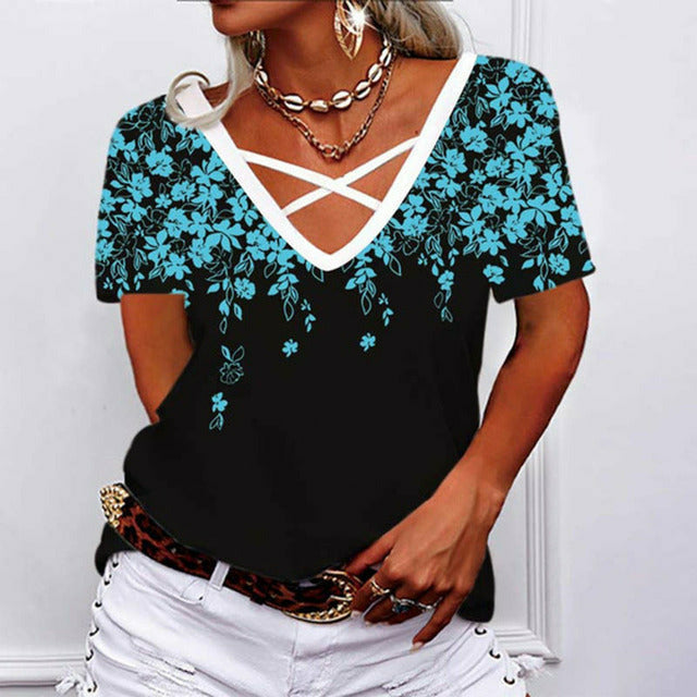 Floral Print Elegant T-Shirt