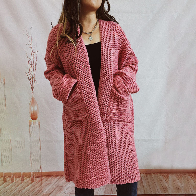 Casual Solid Colour Knitted Cardigan