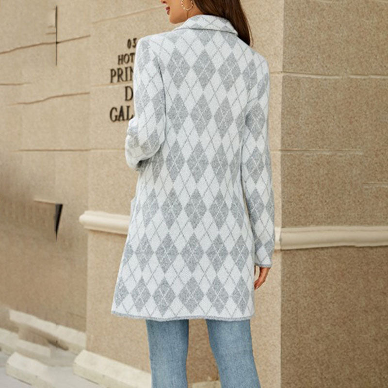 Casual Geometric Knit Coat