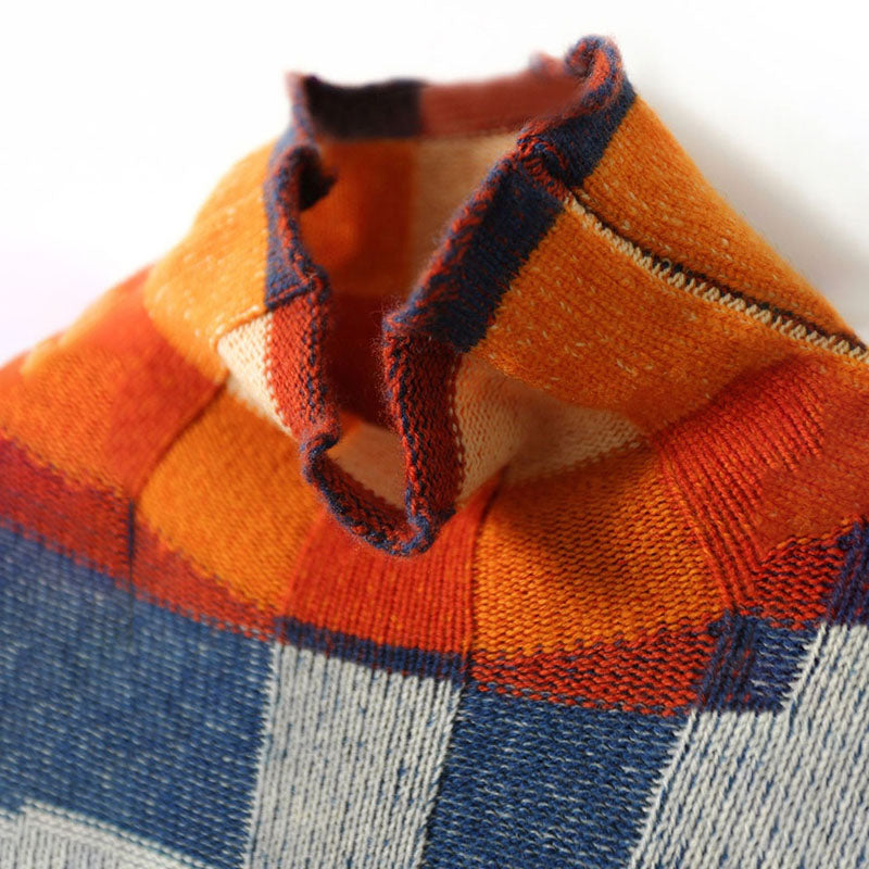 Colourful Plaid Knit Sweater