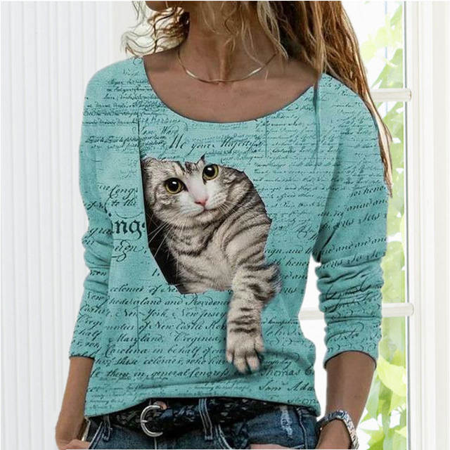 Fashion Cute Cat Print T-Shirt