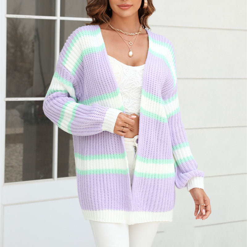 Casual Striped Cardigan