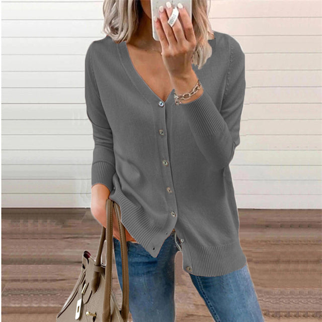 Casual Solid Color Knitted Cardigan