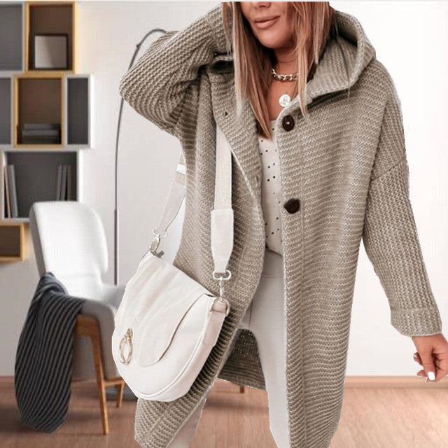 Casual Hooded Knitted Coat