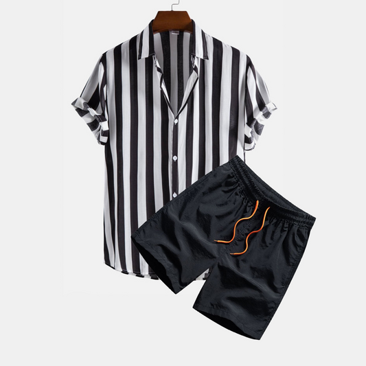 Shirts and Swim Shorts with Wide Stripes