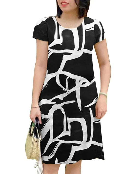 Helka™ Midi dress with flap front and short sleeves