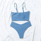 Solid Color Blue 2 Piece Swimsuit