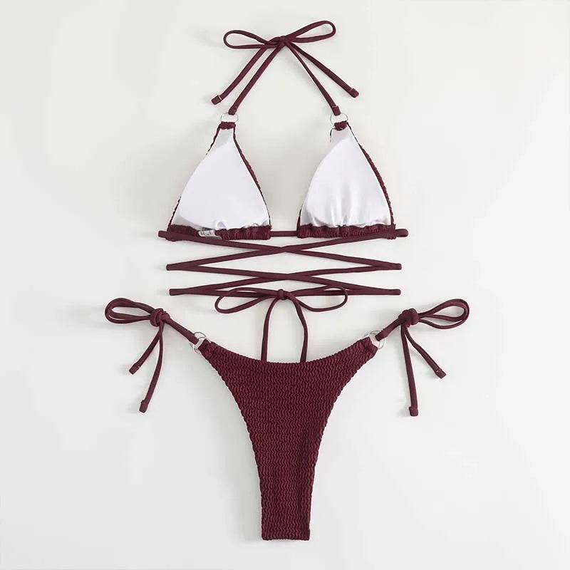 Cross Lace Up Bikini