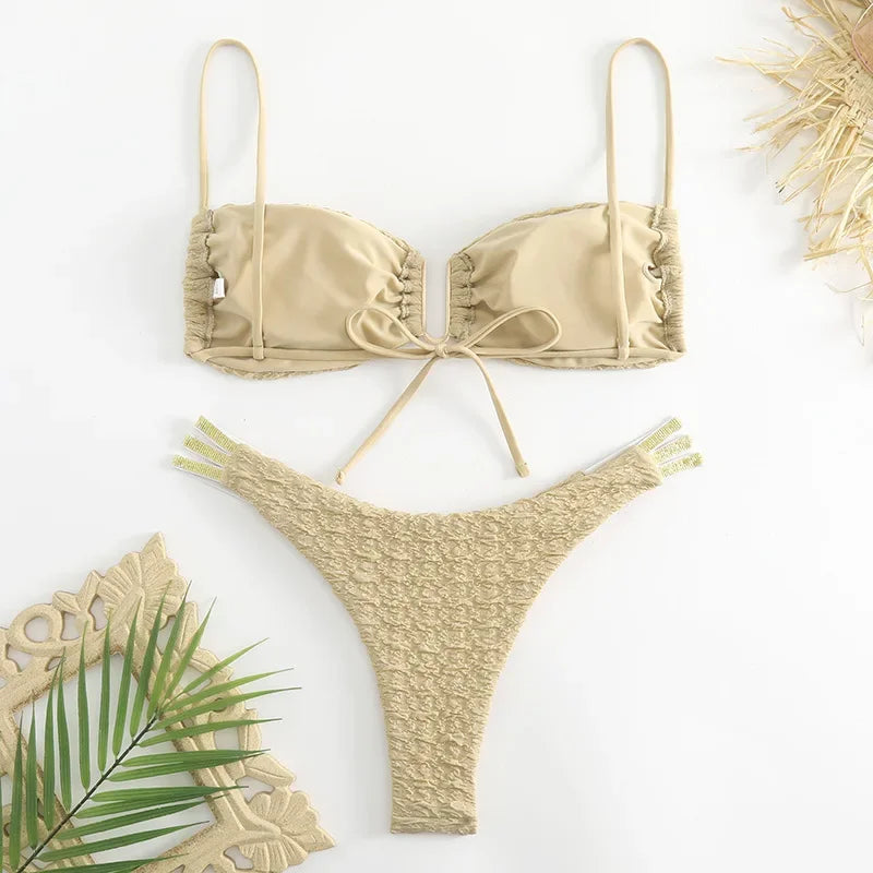 Textured Bandeau Bikini