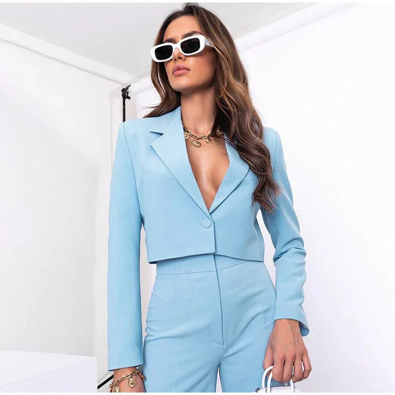 Pia Cropped Blazer and Pants Suit