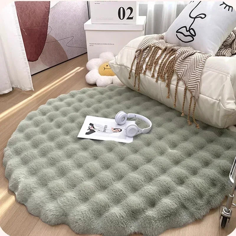 Waffle Round Plush Rug