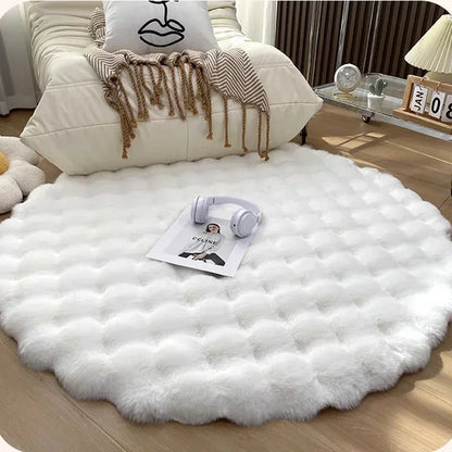 Waffle Round Plush Rug