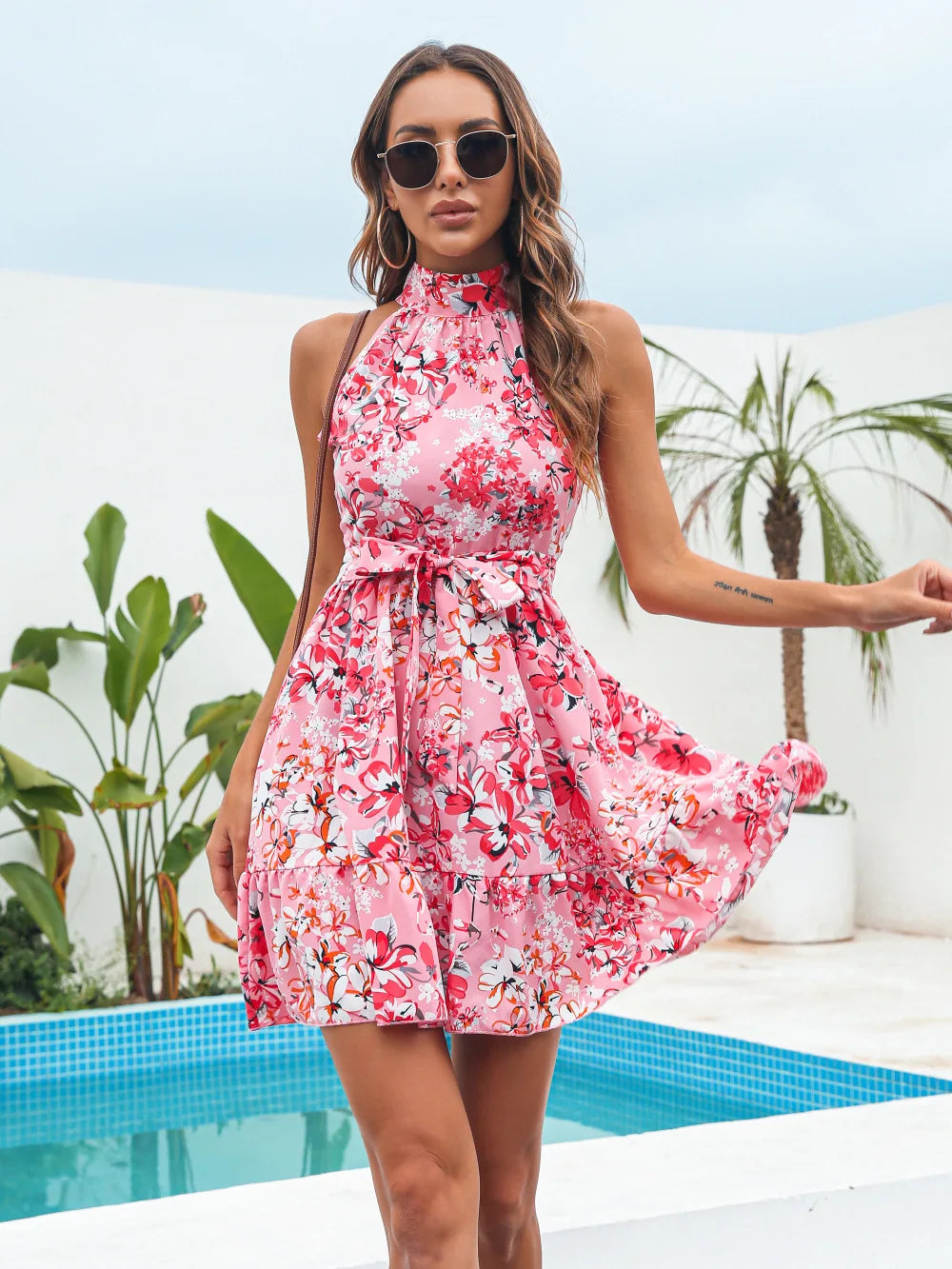 Estella Floral Halter Dress