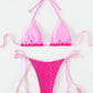 Pink Lace Up Classic Triangle Bikini