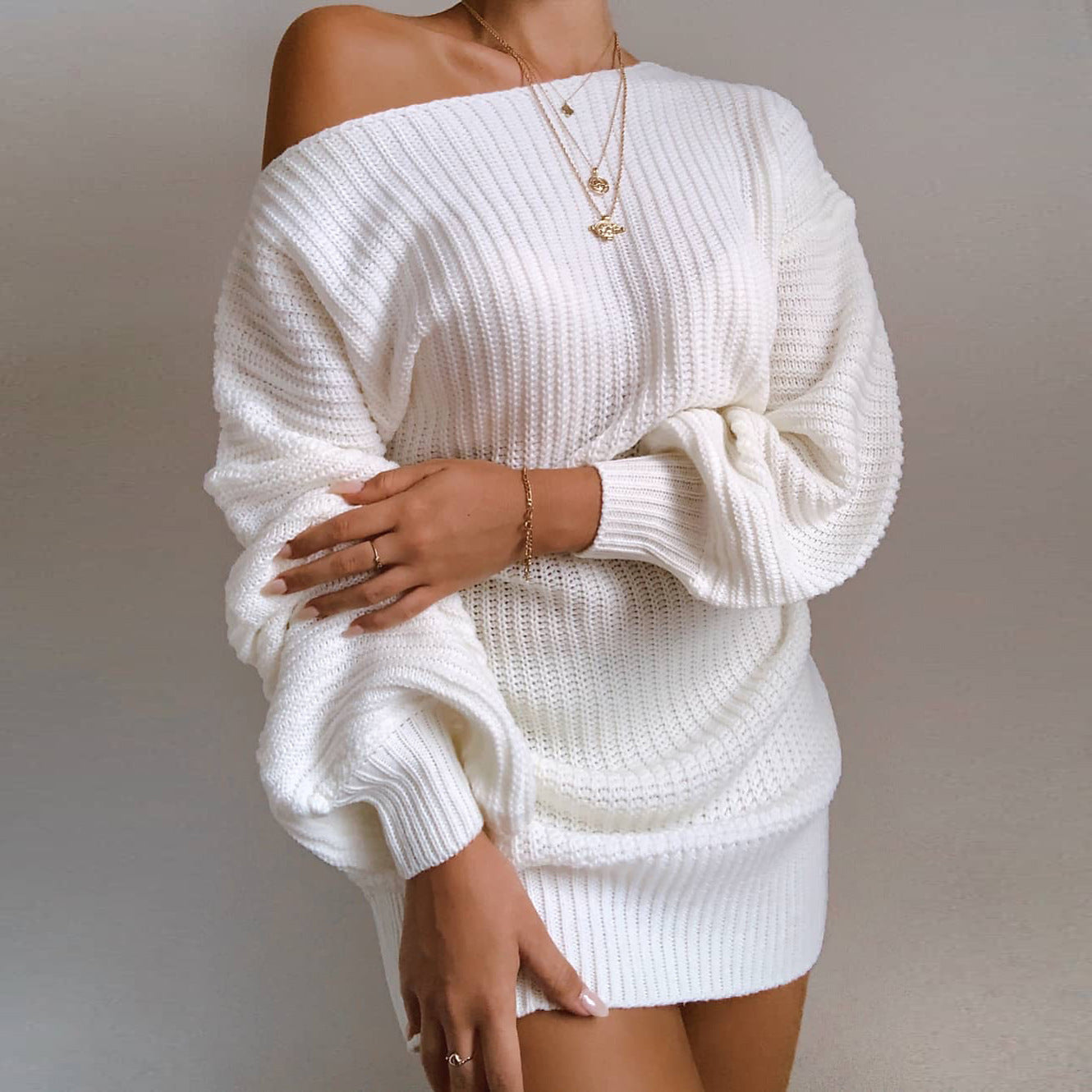 Charlotte Versatile Off-Shoulder Sweater Dress