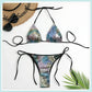 Metallic Triangle Lace Up Bikini Set