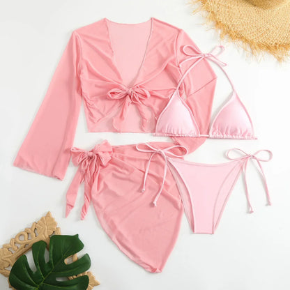 Pink 4 Piece Bikini Set