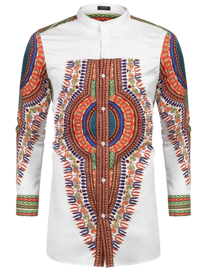 Casual Ethnic Graphic Long Shirt (US Only)