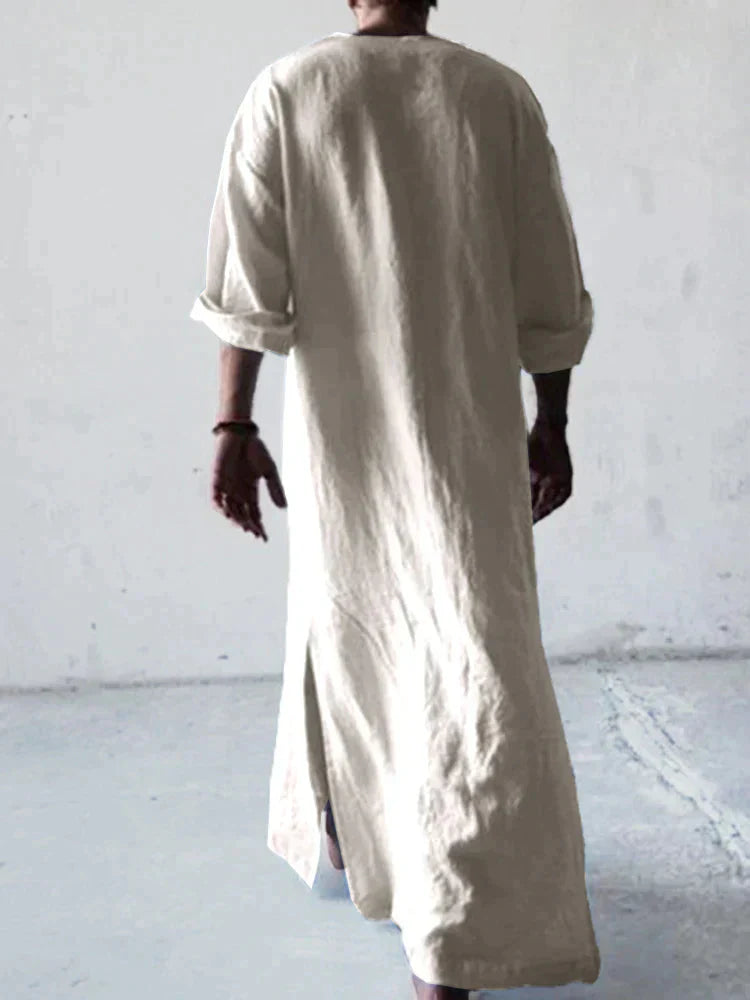 Linen One-Piece Rectangle Pocket Long Shirt