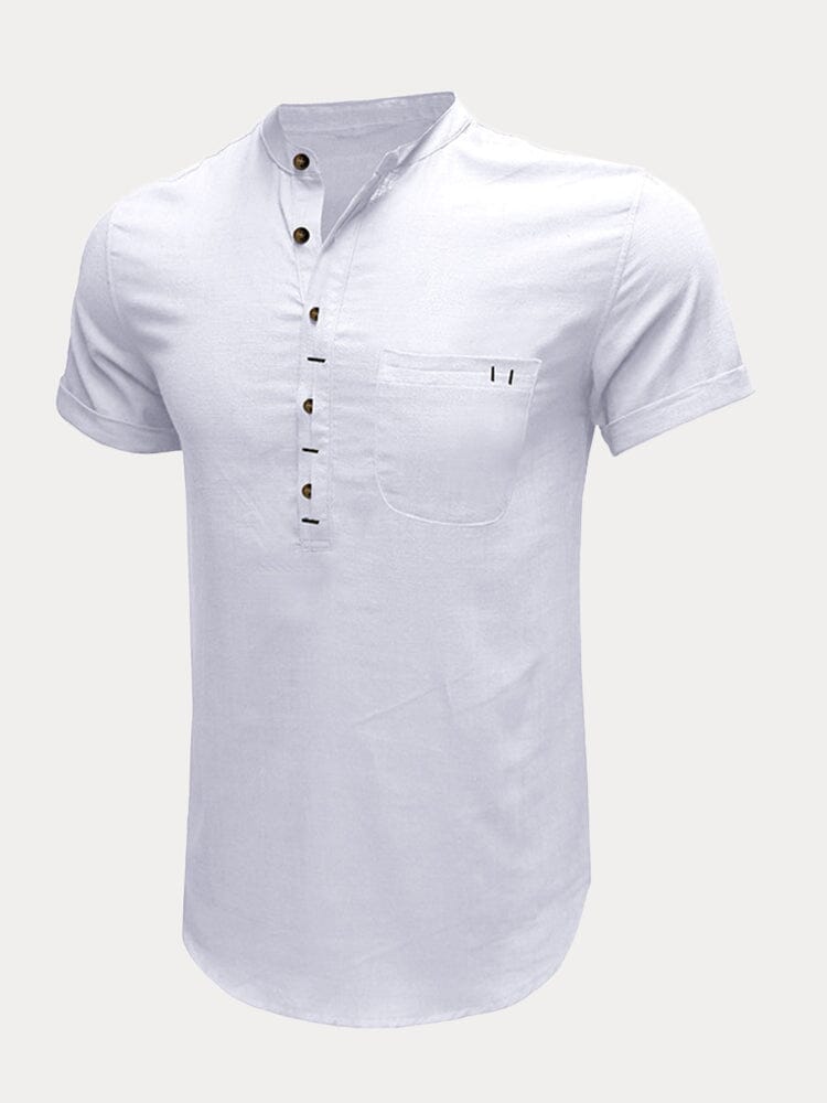 Casual Half Button Cotton Linen Shirt