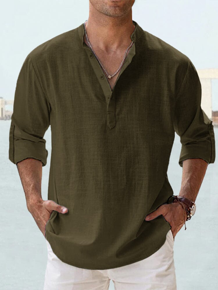 Cotton Linen Casual Long Sleeve Shirt