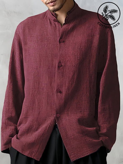 Cotton Linen Loose Fit Long Sleeve Shirt