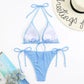 Colorful Triangle Lace Up Bikini Set