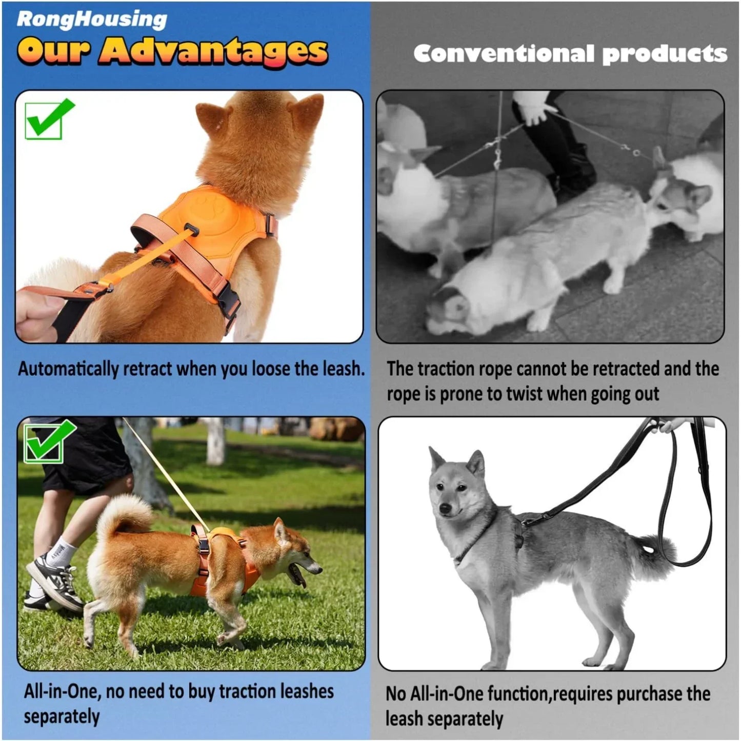 sadikhoff™ - Dog Harness and Retractable Leash Set All-in-One