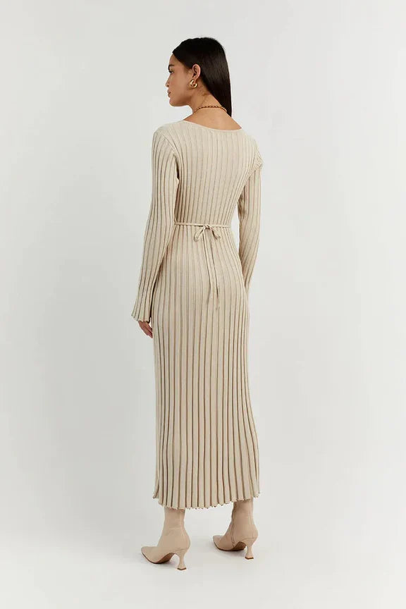 Puck - V-Neck Knitted Long Sleeve Dress