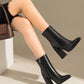 Croco Effect Leather Ankle Boots