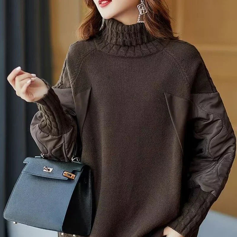 Carol - Turtleneck Patchwork Loose Autumn Knit Sweater