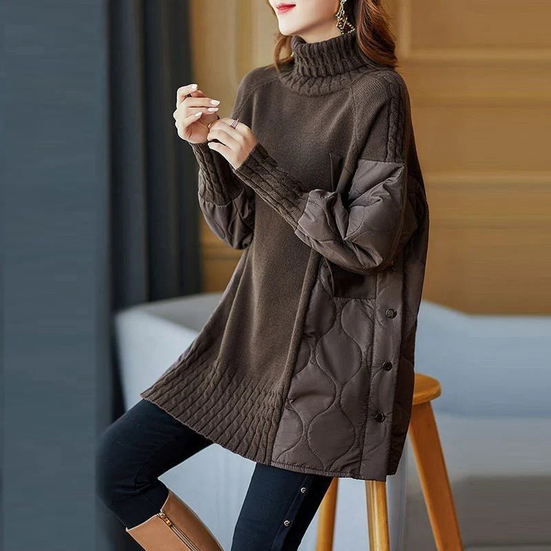 Carol - Turtleneck Patchwork Loose Autumn Knit Sweater