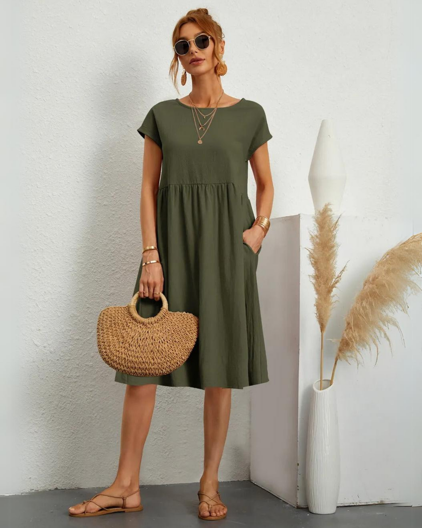 MILLA - O-NECK CASUAL SUMMER LOOSE FIT DRESS