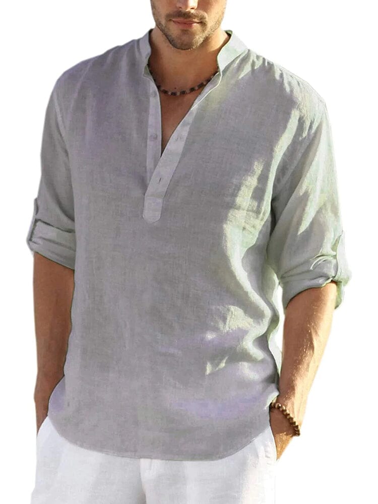 Cotton Linen Style Henley Shirt (US Only)