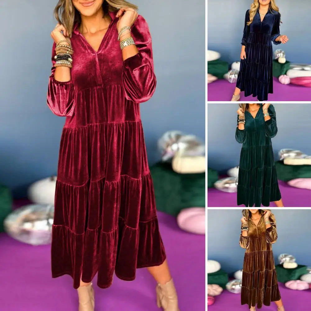 Lux - Vintage Long Sleeve Velvet Dress